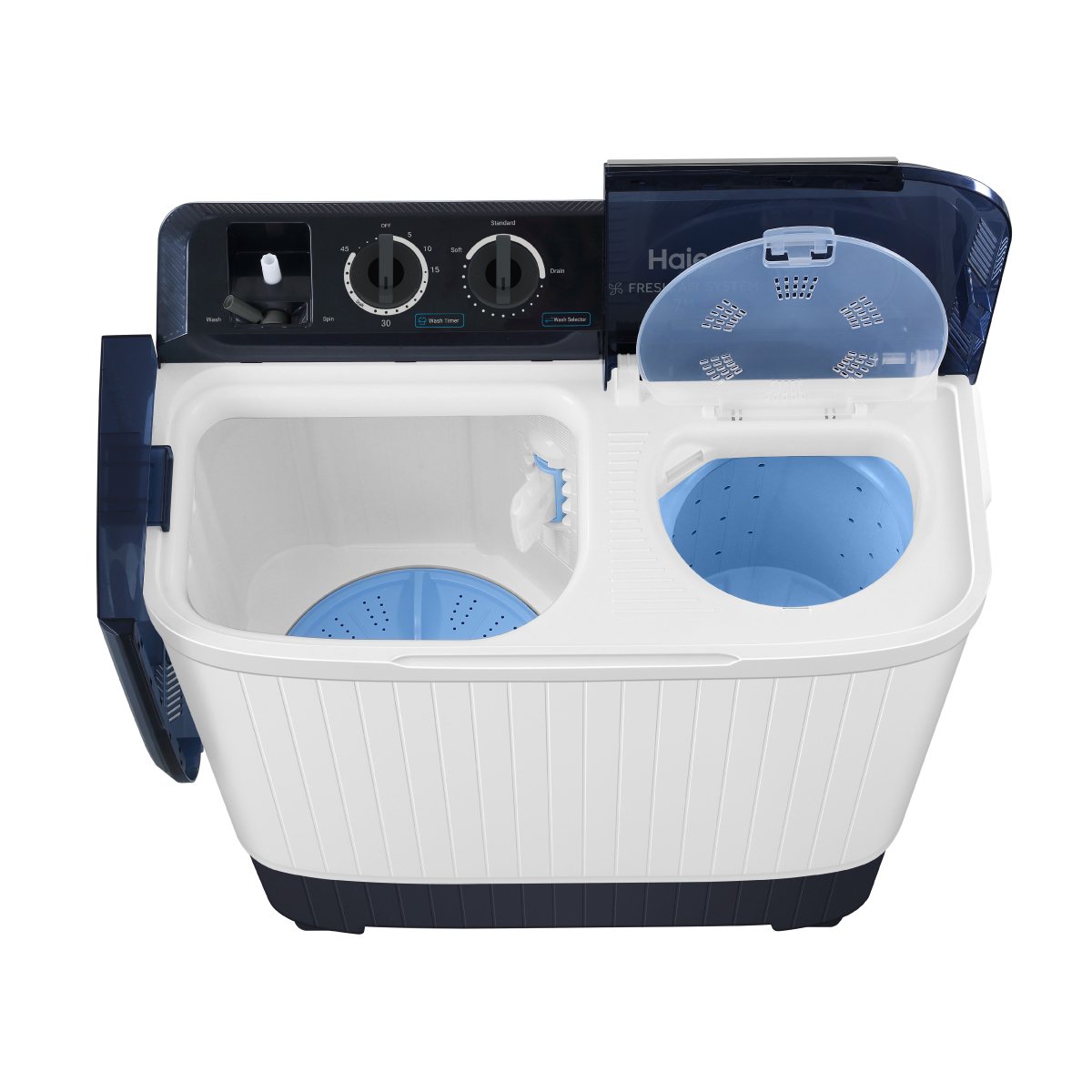 Haier เครื่องซักผ้า 2 ถัง กึ่งอัตโนมัติ รุ่น HTW70-1217 ความจุ 7.5 kg. ถังปั่น 4.5 kg. ประกัน 1 ปี มอเตอร์ 12 ปี