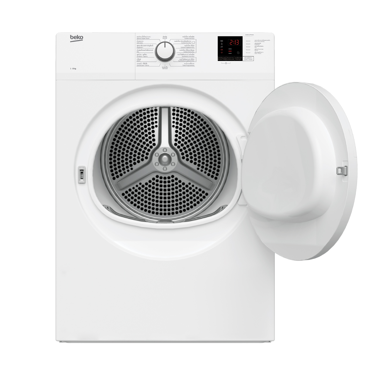 เครื่องอบผ้าฝาหน้า BEKO รุ่น DA8112RXOW ความจุ 8 กก. 15 โปรแกรมการอบผ้า ถังซักถนอมเนื้อผ้า รับประกันมอเตอร์ 5 ปี